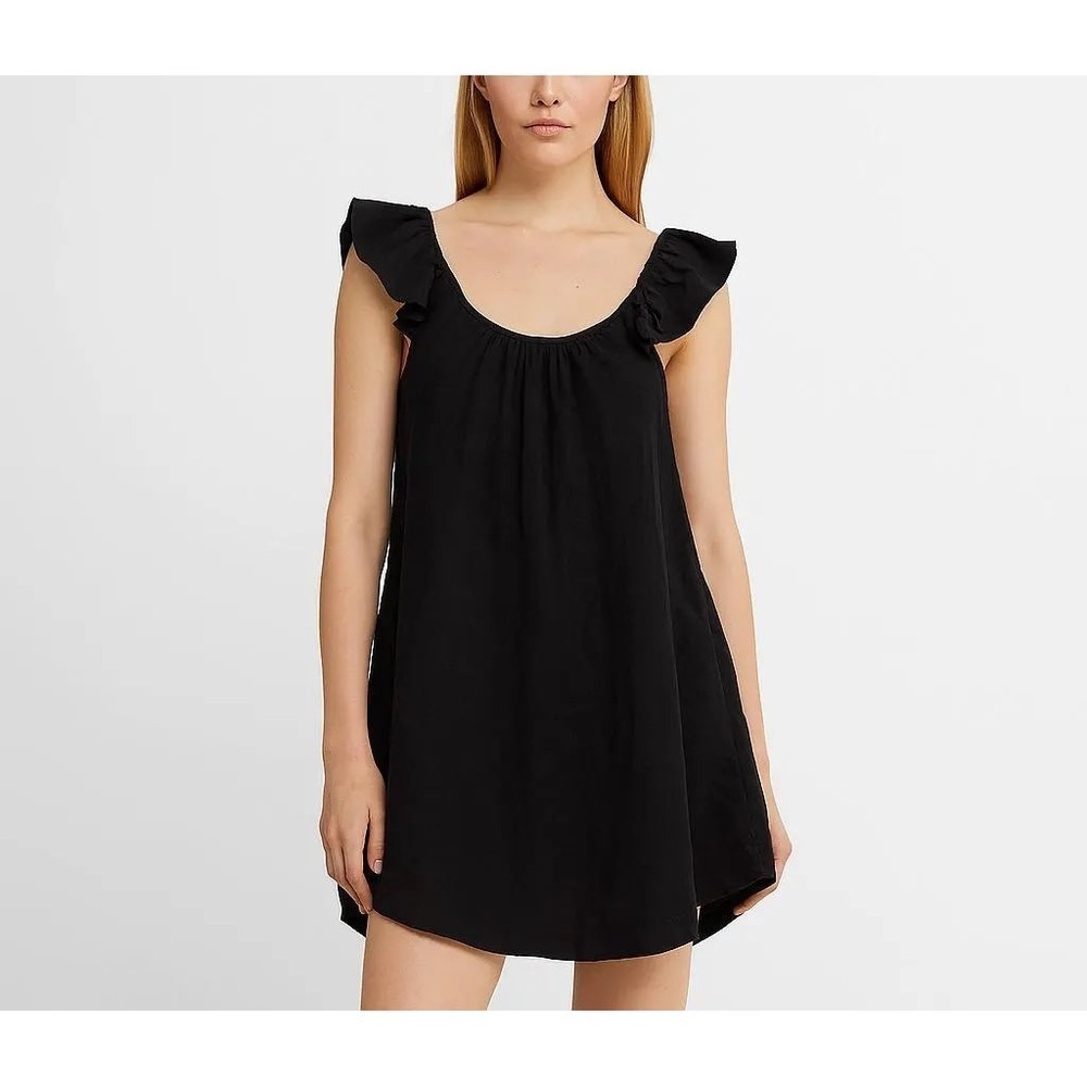 Gap Gauze Short Sleeve Black Mini Dress NWT Size XXS Little Black Dress Short